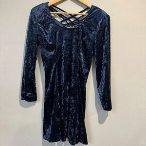 Vintage Jamie Brooke Crushed Velvet Mini Flare Dress Long Sleeve Whimsigoth L